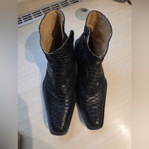 Italian Handmade, Snake Skin Black  Pattern Men's Boots